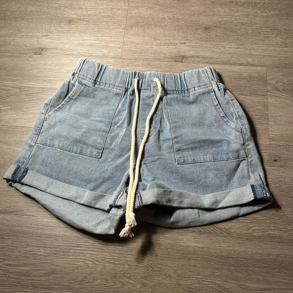 Denim Women's Shorts with Drawstring